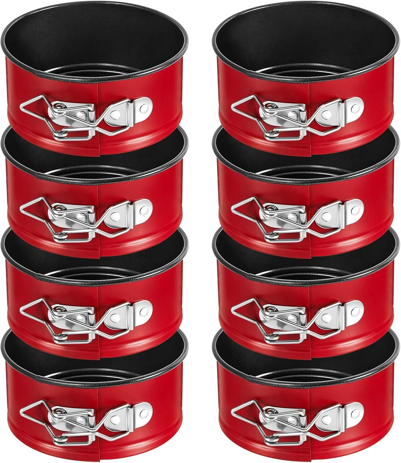8 moldes desmontables 4 pulgadas para mini pastel de queso pizza y quiche rojo