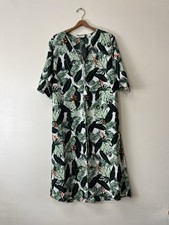NWT Rachel Zoe Tropical Print Cover Up Green Caftan Open Long maxi robe duster