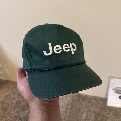 Vintage Green Jeep Young An Leather Adjustable Back Rope Bill Hat