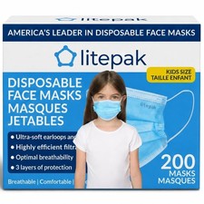 200pcs Kids Disposable Face Masks - 3 Ply 200 Count Pack of 1 , Blue