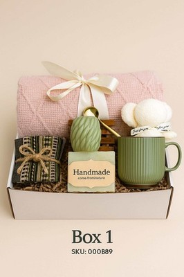   Cozy Blanket Gift Set   Relaxation Spa Box with Candle & Handmade Soap