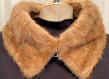 Vintage Natural Ranch MINK Fur Straight End Flat Collar 25.5" long 5 px