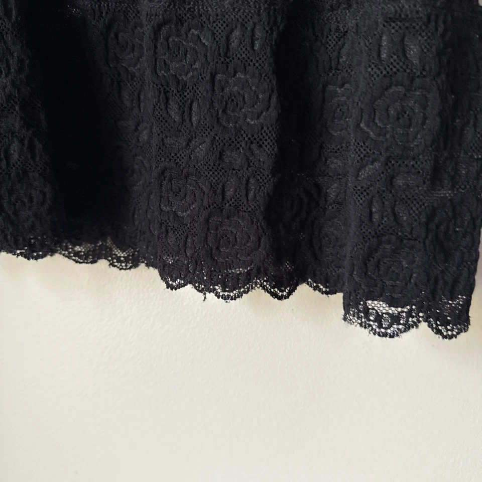 Top Babydoll Apostrophe Negro Encaje Hada Grunge Talla L Cachicho Floral Transparente Foto 3 de 4