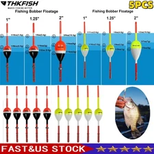 5PCS Fishing Floats Bobbers Wood Floats Spring Slip Bobbers Oval Stick Float Set