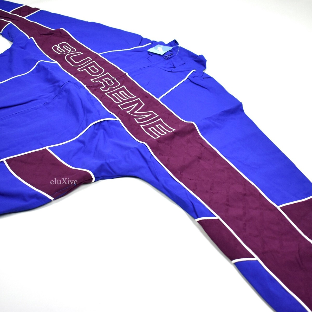 NWT Supreme Diamond Jacquard Logo Panel Track Jacket Blue