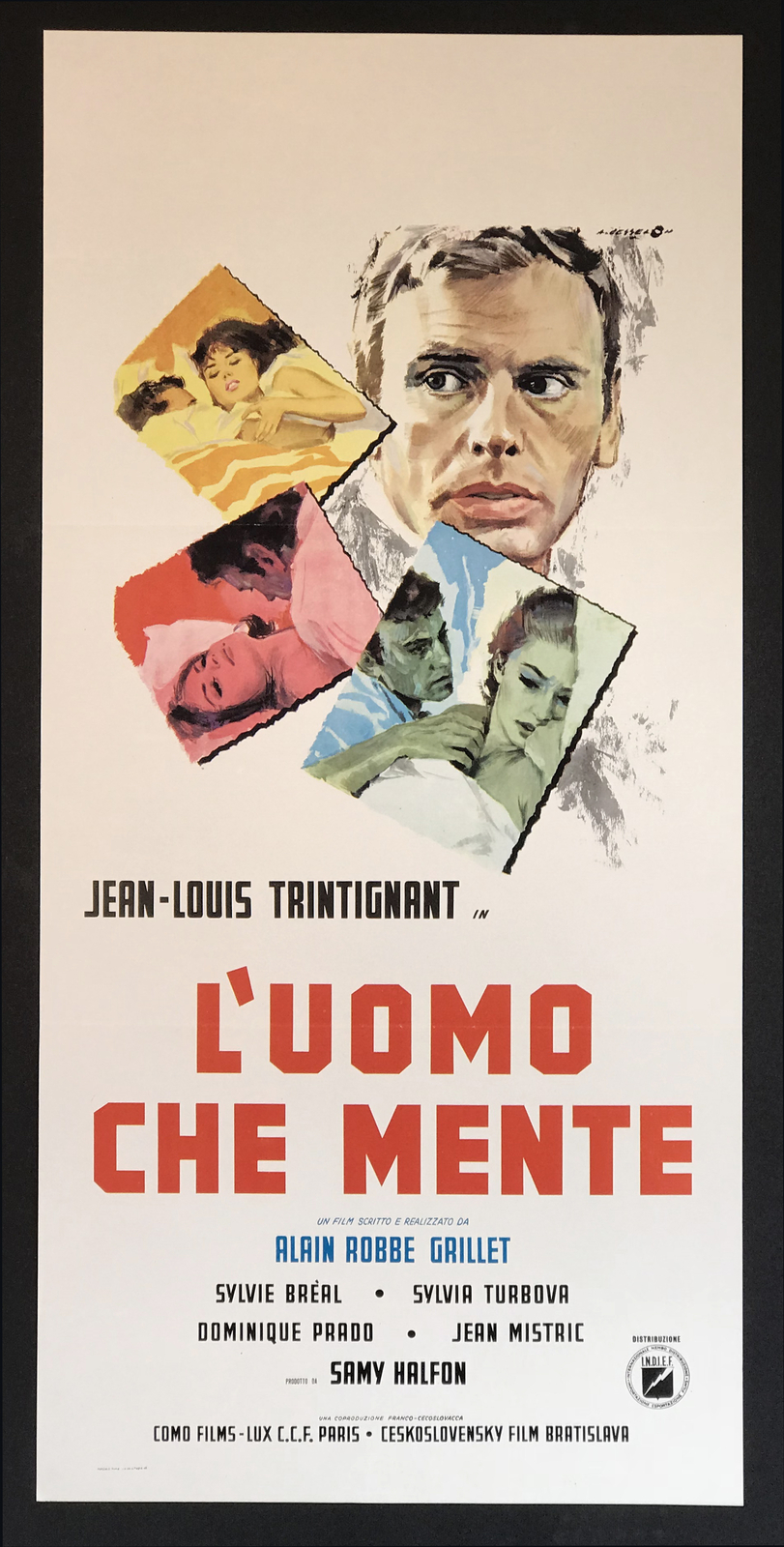 Locandina originale film L'uomo che mente (1968) - Regia di Alain Robbe-Grillet, Martin Hollý ml.
