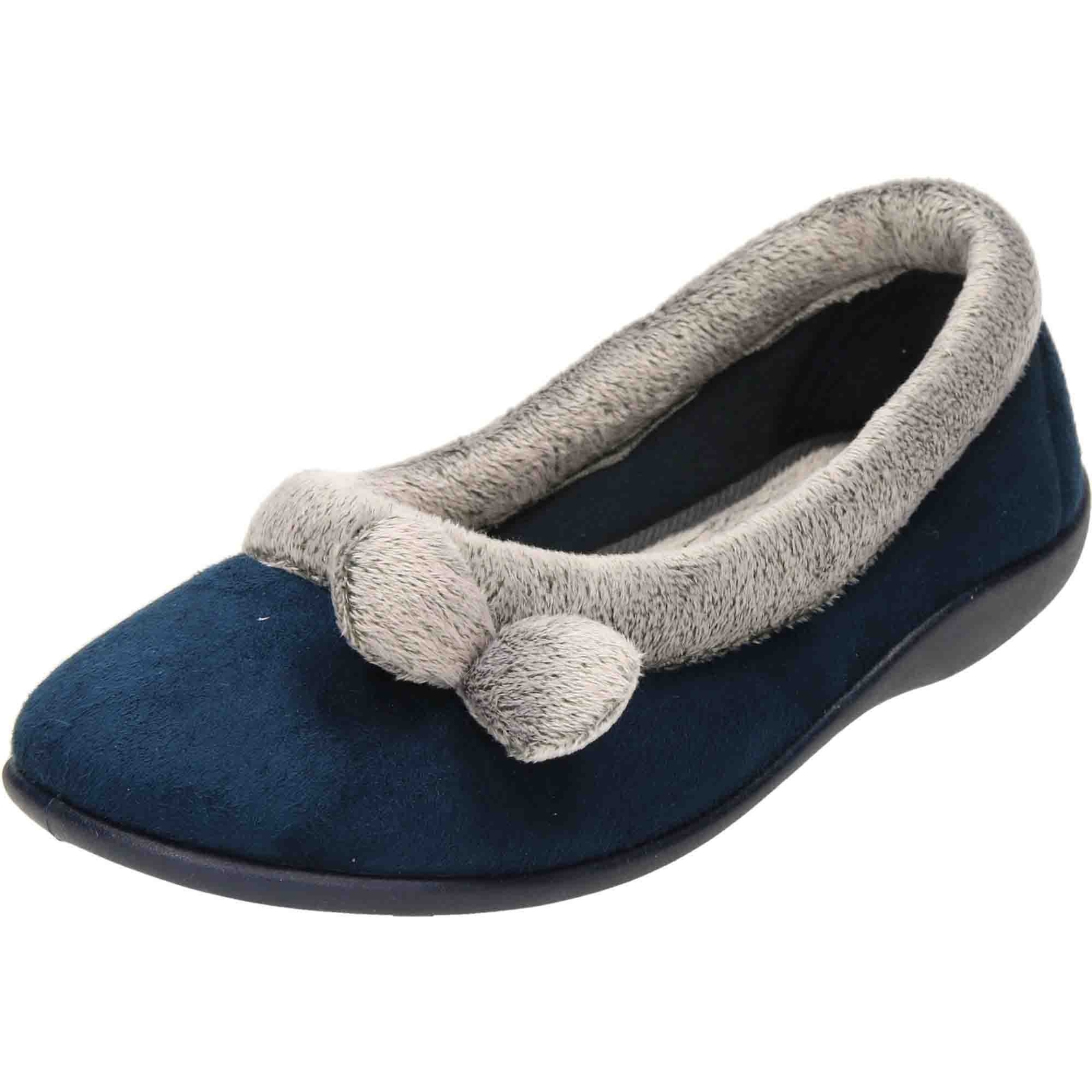 SAOLA Pantofole donna slip on scarpe da interno memory foam blu navy suola gomma ballerina