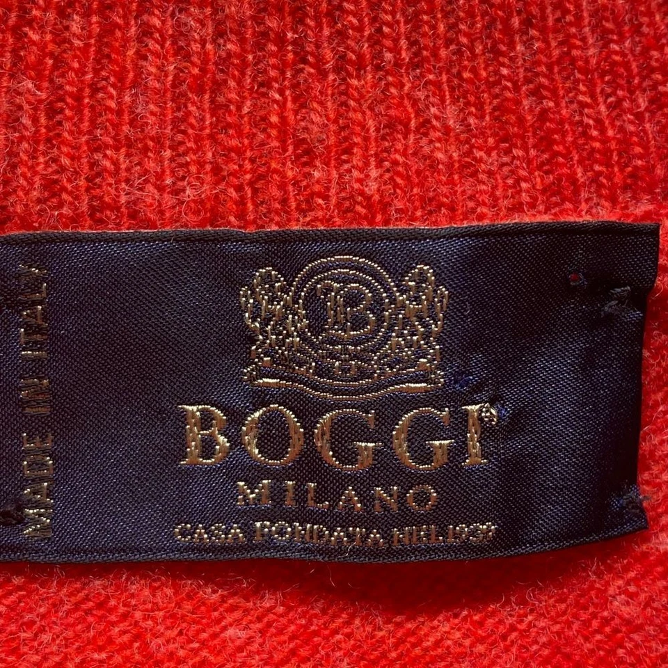 Boggi Milano Red Pure Wool Half Zip Pullover Sweater Luxury Italian Menswear L - Image 4 of 4
