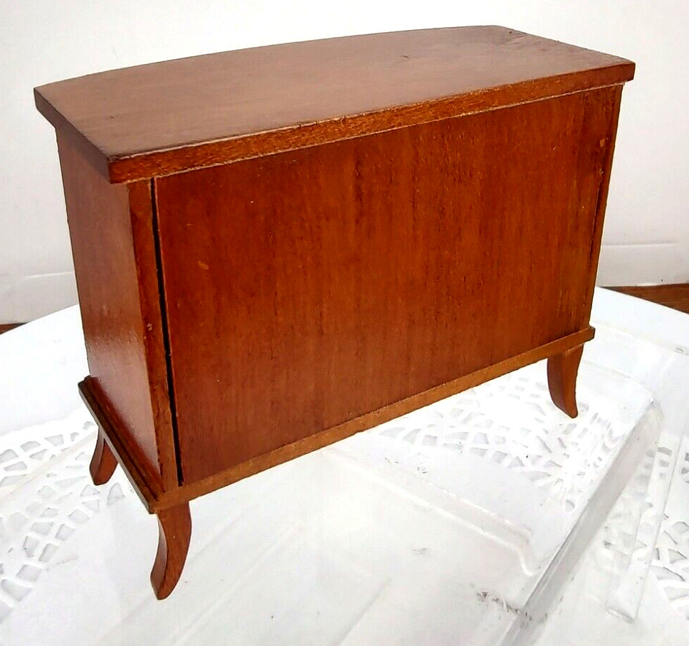 VTG Shackman Mini Dollhouse Handcrafted Cherrywood 3 Drawer Bombe Chest Dresser