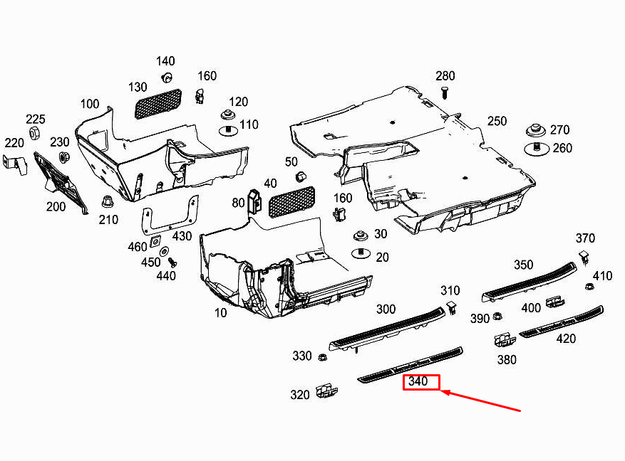 MERCEDES-BENZ S W222 Schwellerabdeckungsschiene vorne links außen A2226804535