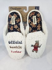 Dearfoams Women  s Cookie Tester Sherpa Scuff Slippers Size 9-10 Holiday New