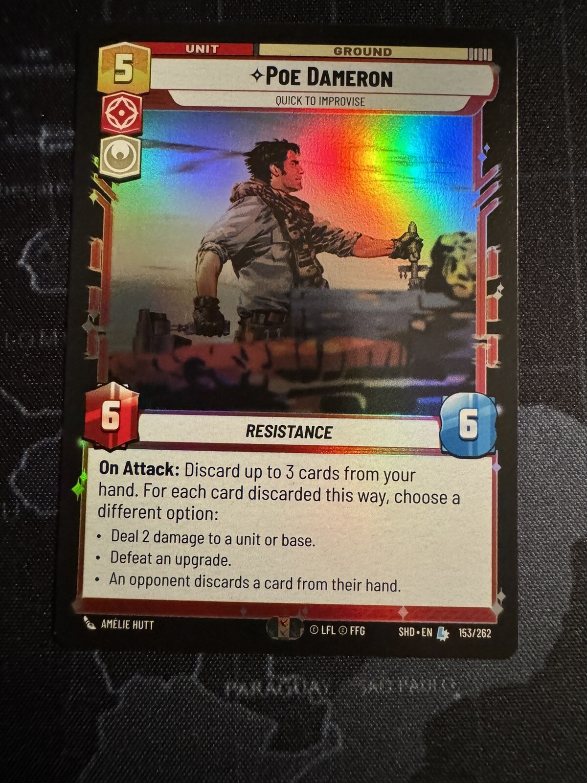 Star Wars Unlimited Poe Dameron Foil NM 153 Shadows Of The Galaxy Legendary