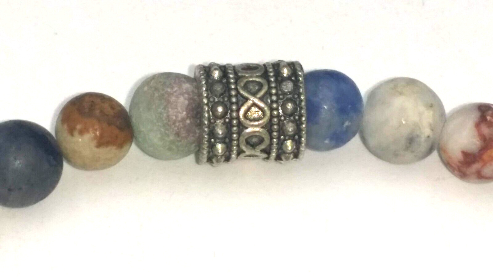 Bracelet Stretch Multi Colored Stone Beads Silver… - image 6