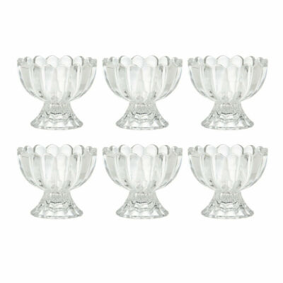 6 Stück Dessertbecher Eishalter Puddingbecher Obst Glas Schalen Beilagen Servieren 