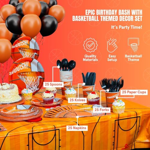202 Stck. NCAA NBA Basketball Kinder Geburtstag Party Dekoration Set Ballons Banner Tasse - Bild 2 von 6