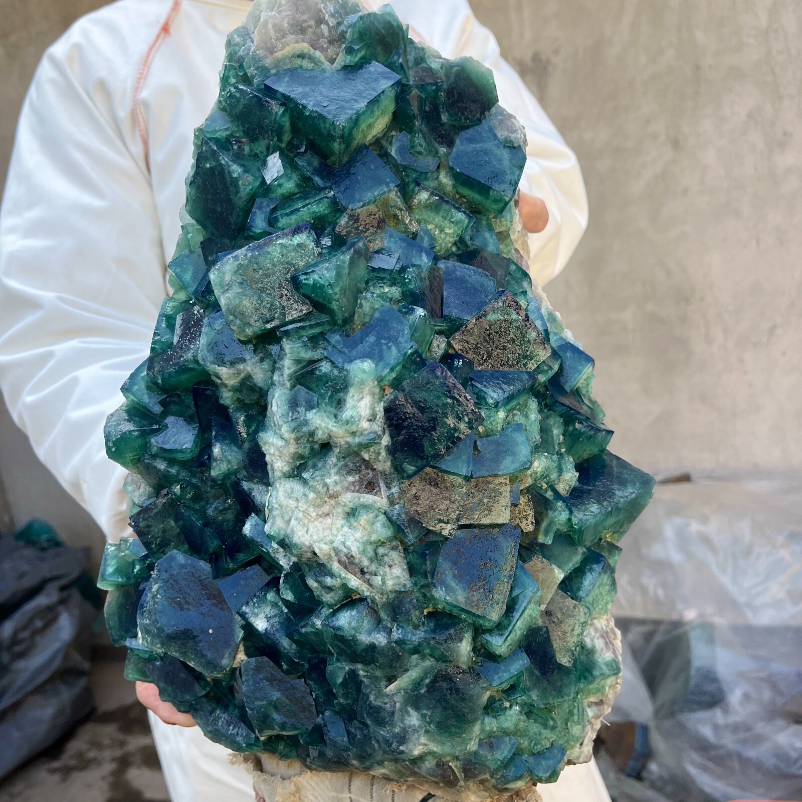 39.6lb Natural Green Fluorite Crystal Quartz Cluster Specimen for Healing