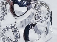 Sterling Silver Crystal Sweet Heart To Heart Women Fashion Ring