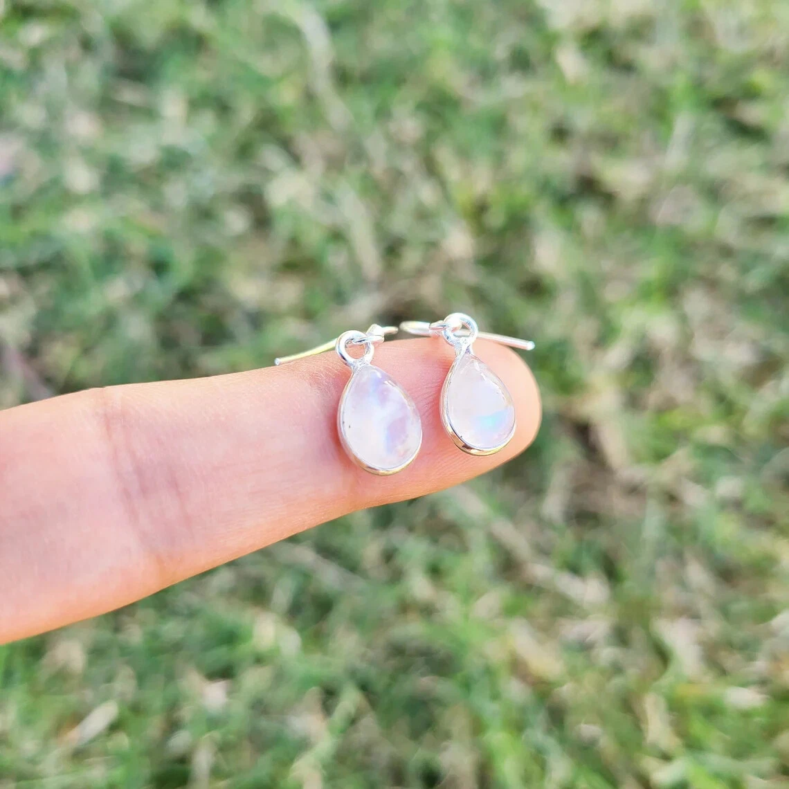 Silver moonstone deals earrings