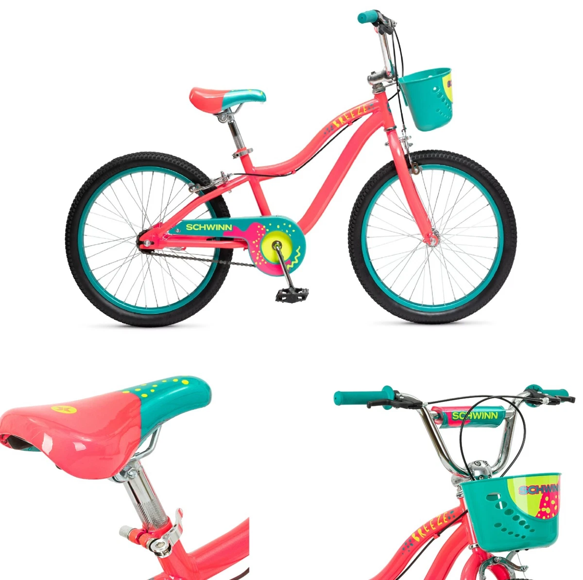 Schwinn Kids Bike with Handlebar Basket 20 Inch Wheels Single Speed Girls Frame