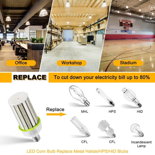 【6 PACK】100W LED Corn Bulb Light Warehouse Workshop Garage Lamp 5000K AC277-480V - Picture 6 of 12