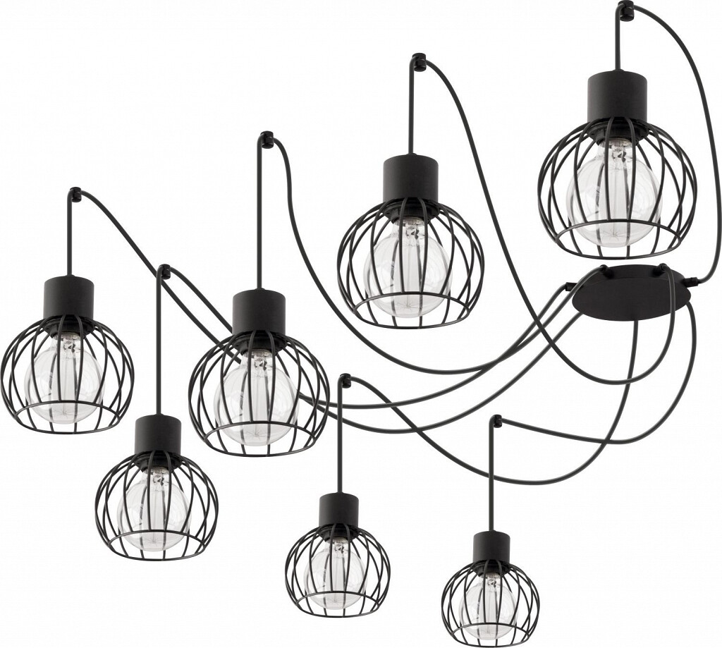 Große Pendelleuchte flexible Befestigung Schwarz Modern Kugeln 5-flmg Hängelampe Große Pendelleuchte flexible Befestigung Schwarz Modern Kugeln 5-flmg Hängelampe