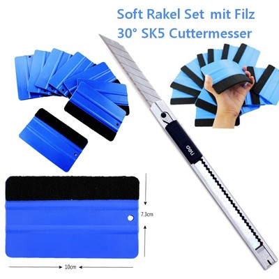 30° Grad Profi CUTTERMESSER Folienmesser 9mm Edelstahlmesser inkl. 1x Rakel