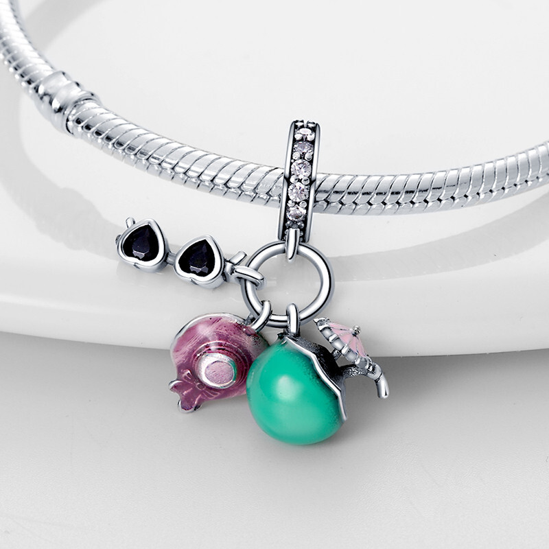 Coconut Sun Hat Sunglasses Charm in Genuine 925 Sterling Silver for Mum Holiday Gift 💖