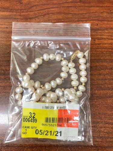 Pearlzzz Cultured White Freshwater Pearl and 14K Yellow Gold Bead Necklace, 18" - Picture 5 of 5