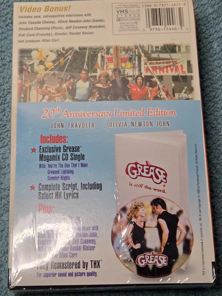 Paramount VHS Grease 1978 20th Anniversary Ed Widescreen w/ Screenplay CD Single - Image 2 of 3
