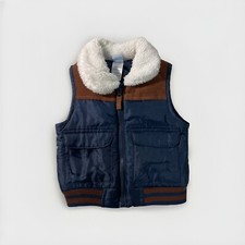 Little Lad Boys Puffer Vest Corduroy With Sherpa Collar Size 18M