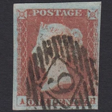 O20_23 GB QV 1841 1d PL 80 SG8-B1(1) AH FU MISSING IMPRIMATUR NR 4M LONDON IS