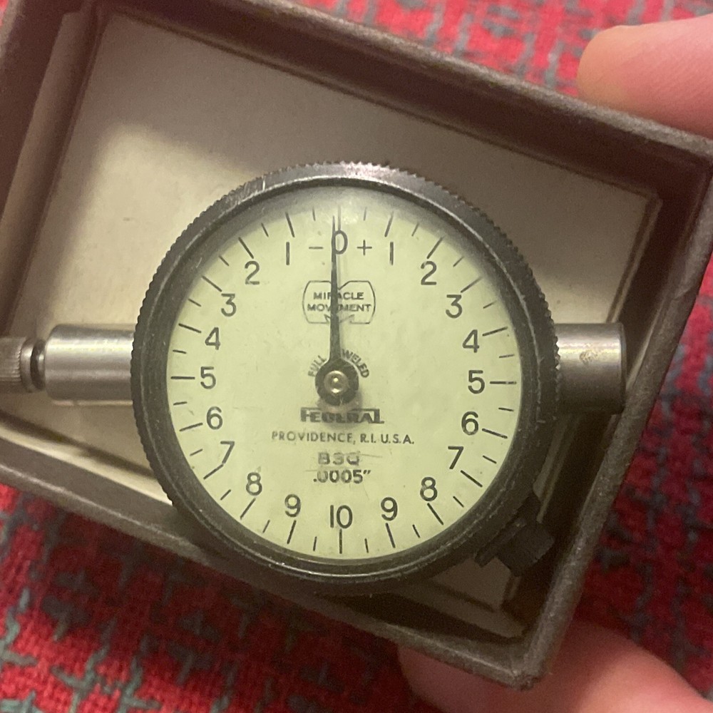 Vintage Federal B3Q Full Jeweled Dial Indicator Gage 0.0005