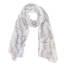 Wrapables Lightweight Musical Notes Long Scarf, White