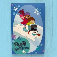 FROSTY THE SNOWMAN American Greetings Card Merry Christmas Kids Sledding