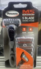 M5 Magnum 5 razor Blades with Trimmer, 4 Cart...