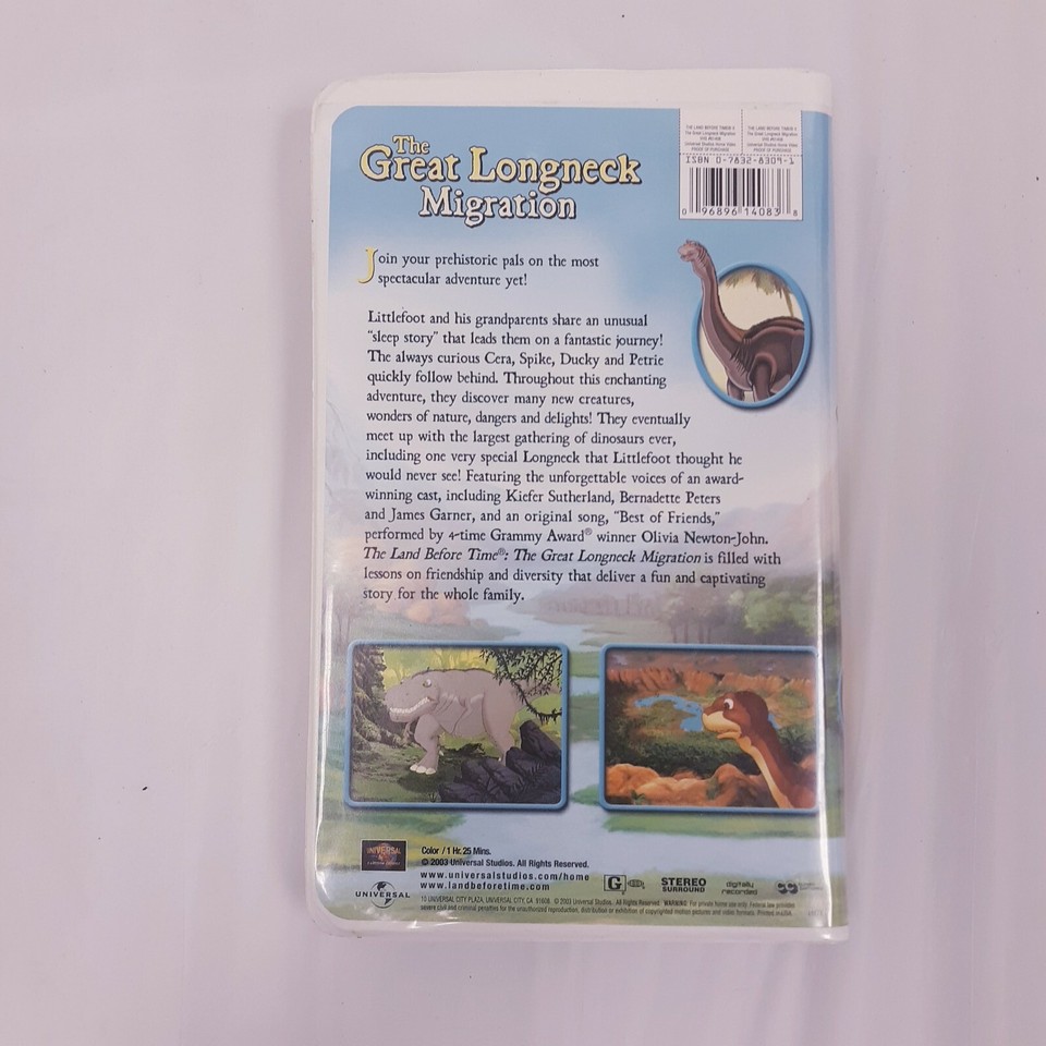 The Land Before Time THE GREAT LONGNECK MIGRATION VHS VIDEO CARTOON ...