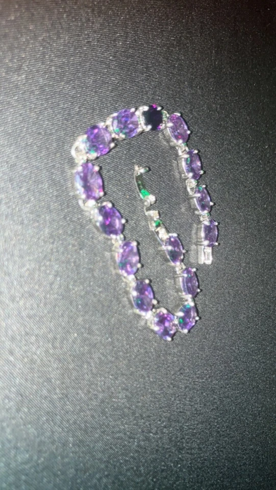 Pulsera amatista morada oro blanco 14k Foto 2 de 3