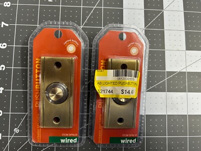 New 2-pack lot IQ America DP 1631 WIRED button Doorbell ANTIQUE BRASS LIGHTED