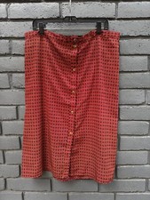 VTG Handmade Button Front Brown Red Peasant Maxi Skirt PLUS Boho Hippie Cottage