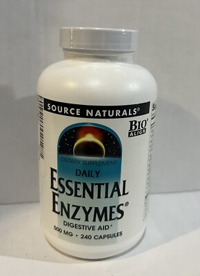 Source Naturals Daily Essential Enzymes 500 mg 240 Caps BEST BY 7/28 U45B