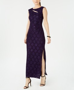 connected cutout sequined lace gown