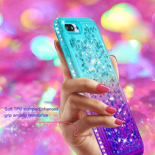 Funda para iPhone 7 Plus/8 Plus con brillo líquido diamante parachoques para niñas - Imagen 24 de 25