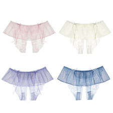 Womens Sheer Lace Panties See-through Crotchless Skirted Briefs Thongs Sleepwear