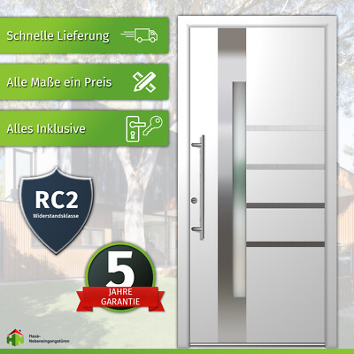 Aluminium-Kunststoff Haustür ''ALEXANDRA'' 71 mm RC2 flügelüberdeckend Satinato