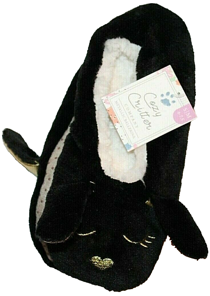 PANTOFOLA D’ORO Cozy Critter Company Ballerine Metallizzate Nero Oro Pantofole Coniglietto Taglia S M