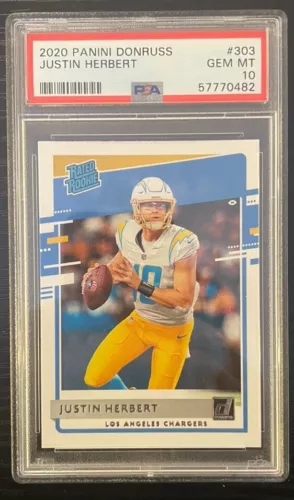 2020 Panini Donruss - Rated Rookie #303 Justin Herbert (RC) - PSA 10