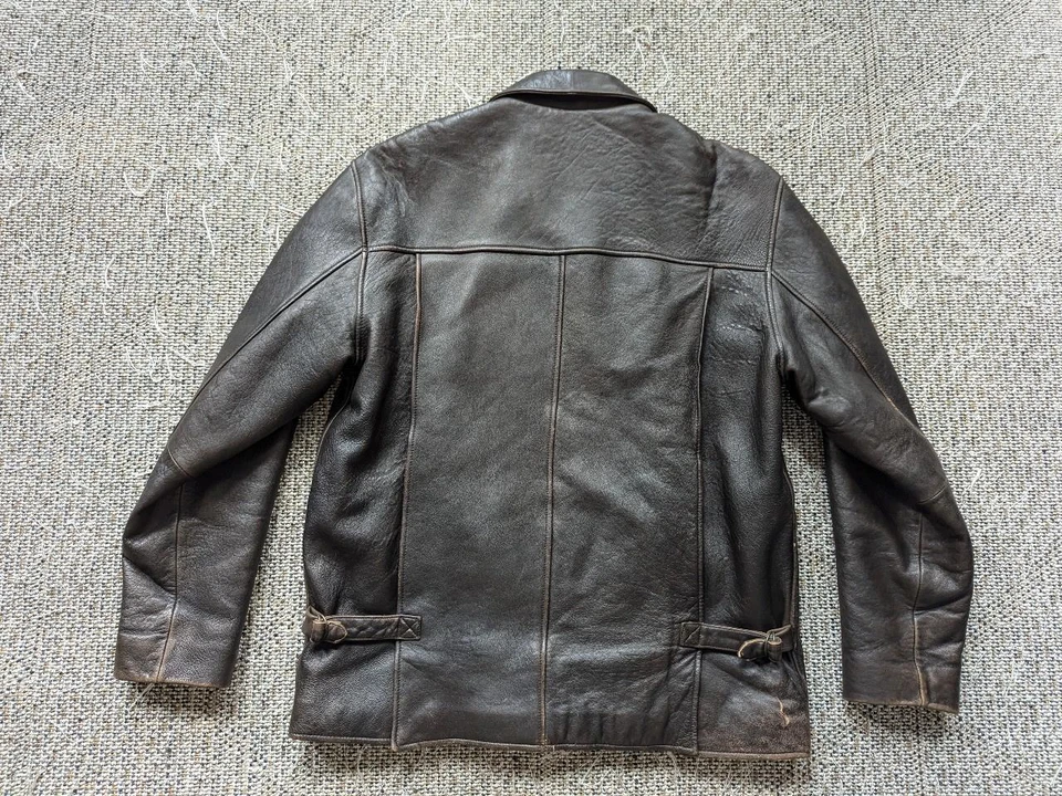 vintage CABELAS patina leather BOMBER motorcycle jacket M TALL brown coat - Image 2 of 4
