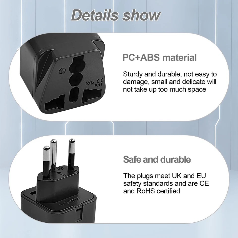 4 Stück Reiseadapter Schweiz Schwarz Typ-J Reisestecker EU/UK/IT auf Schweiz ... - Bild 4 von 4