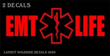 EMT Life Set of Two Decals Star Of Life Ambulance Decal Vinyl Window Sticker