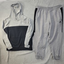 Boys Adidas Sz.XL 18-20 Black Gray  White Track Suit Sweat Suit Pants  Hoodie